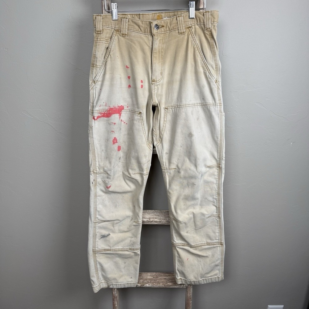 Carhartt Double‎ Knee Faded Paint Splatter Pants size 30x28